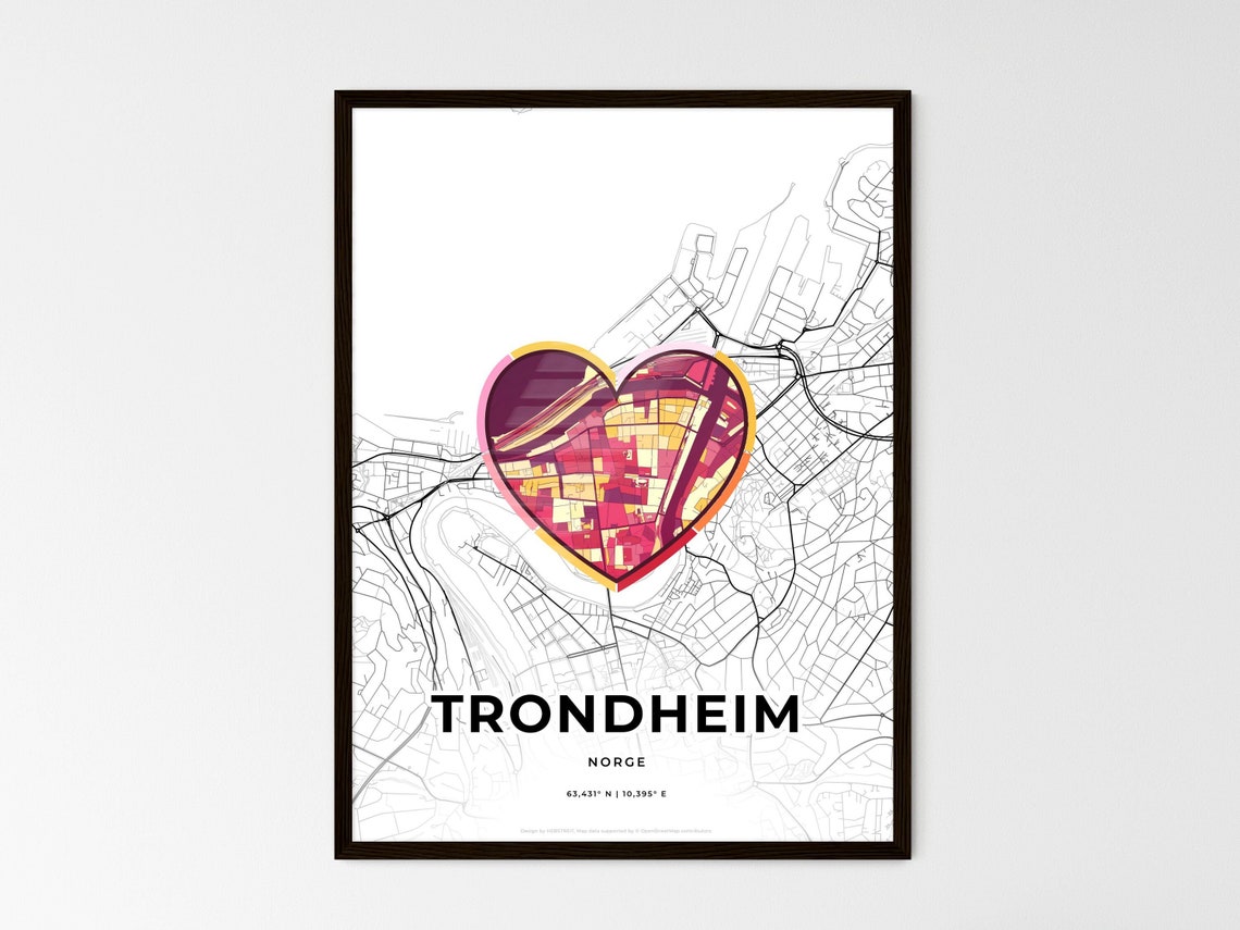 Trondheim Norway Where It All Began Heart Map Coordinates Poster