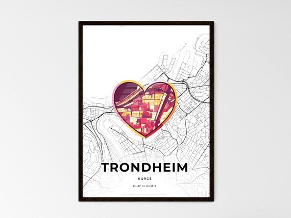 Trondheim Norway Where It All Began Heart Map Coordinates Poster