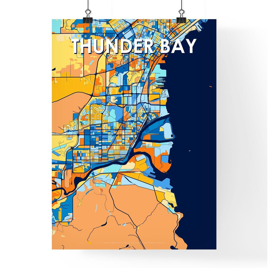 Thunder Bay Ontario Canada Colorful Modern City Street Map Travel Decor Poster - Image 4