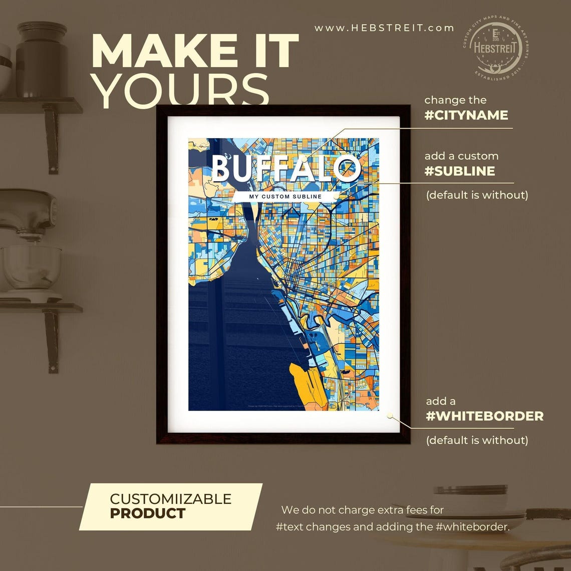Buffalo Ny Vibrant Art Map Poster Unique Wall Decor Personalisable Gift For Home Interior Design Enthusiasts - Image 2