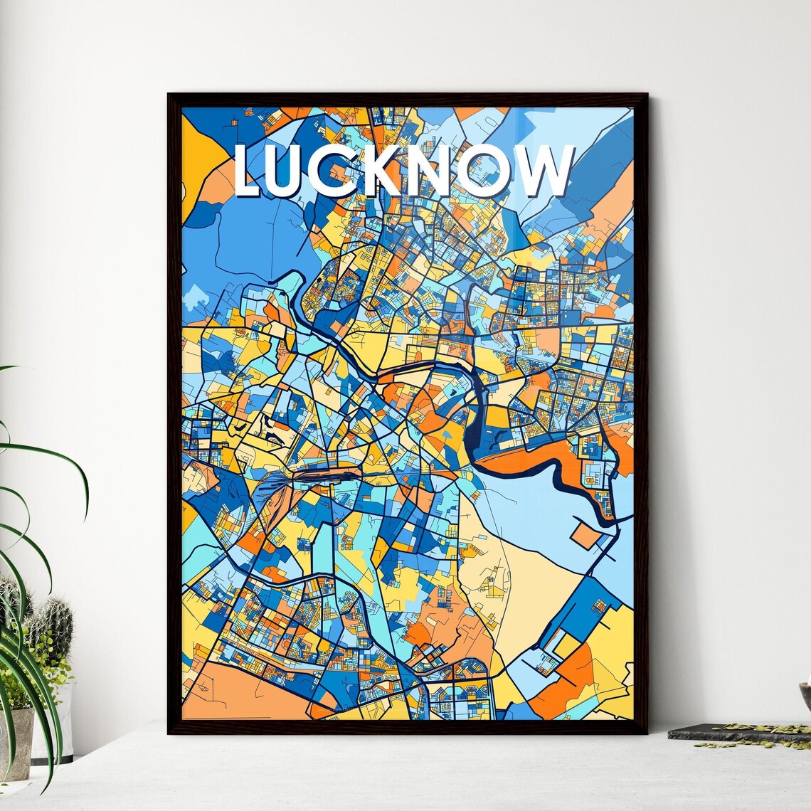 Lucknow India Bold Colorful Vibrant City Street Map Art Poster