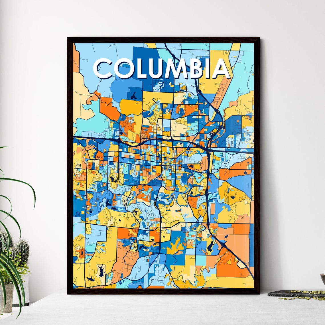 Columbia Missouri Colorful Street Map Art Home Decor Gift Poster