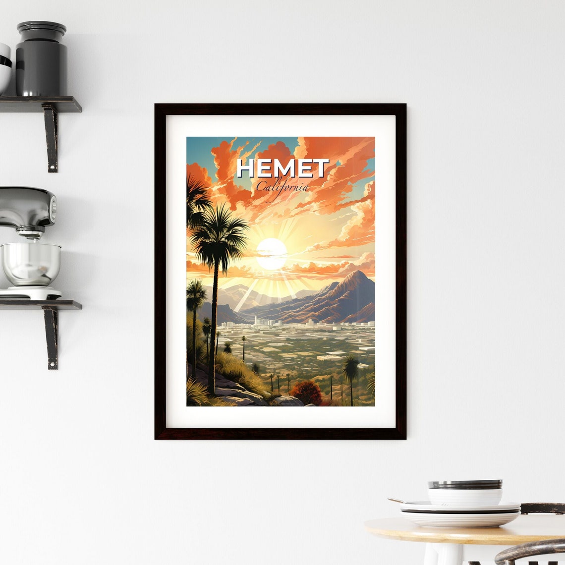Hemet California Valley Sunset Panorama With Palm Trees Poster - Image 2