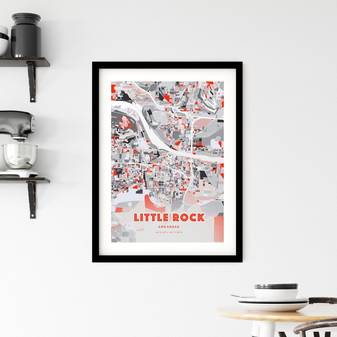 Little Rock Arkansas Expressive Red Abstract City Map Art Poster - Image 2