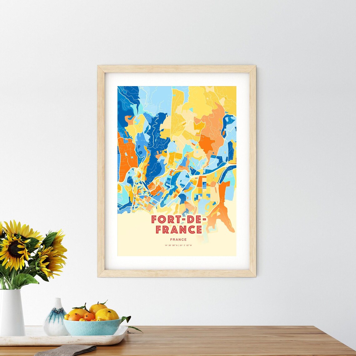 Fort-de-France France Colorful Vibrant Caribbean City Map Poster - Image 2