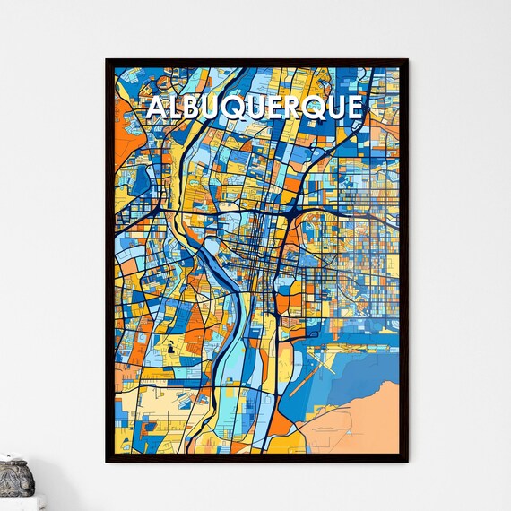 Albuquerque New Mexico Vibrant Colorful Illustrated Street Map Art Poster