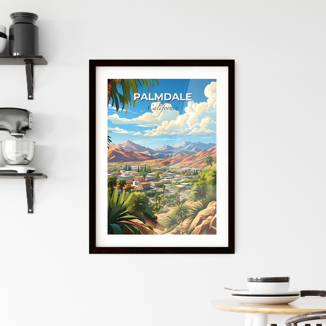 Palmdale California Desert Mountains Valley Town Palm View Poster - Image 2