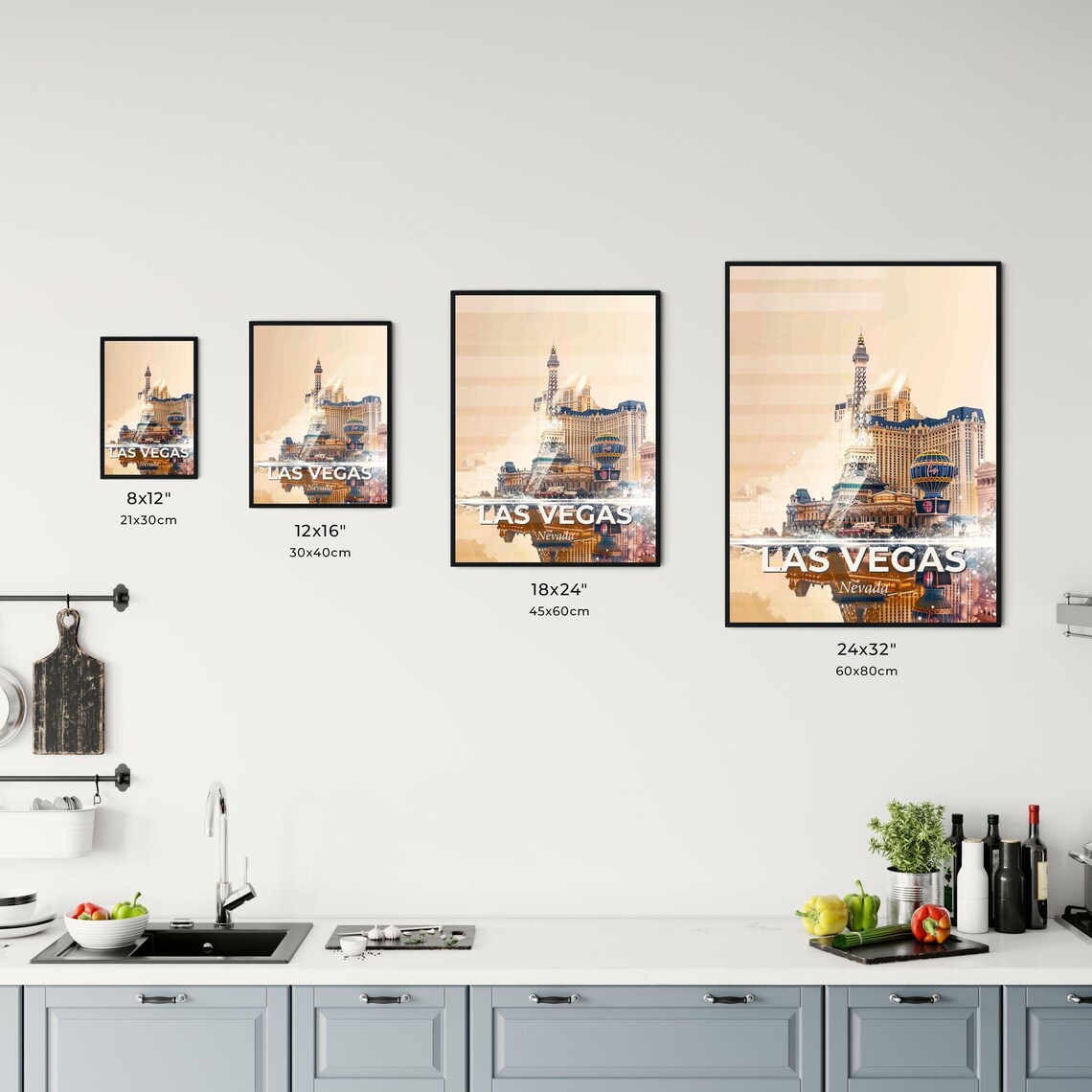 Las Vegas Nevada Eiffel Tower Casino Lights Travel Art Poster - Image 3