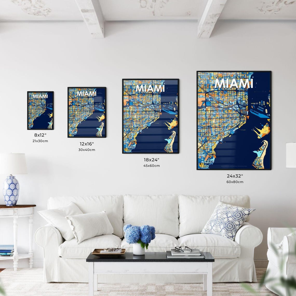Miami Florida Bold Abstract Geometric City Street Map Poster - Image 3