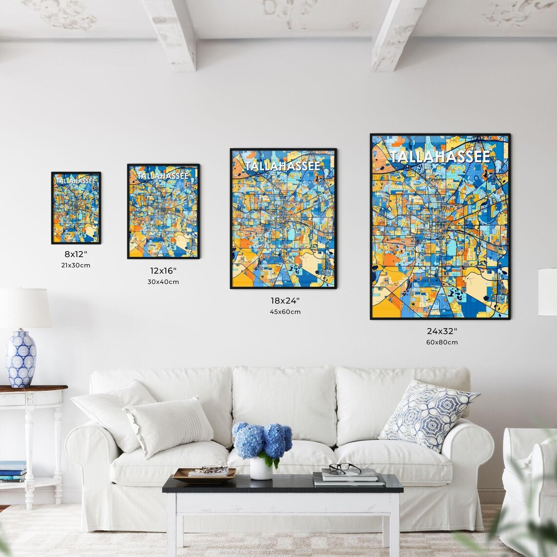 Tallahassee Florida Colorful Vibrant City Street Map Art Poster - Image 3