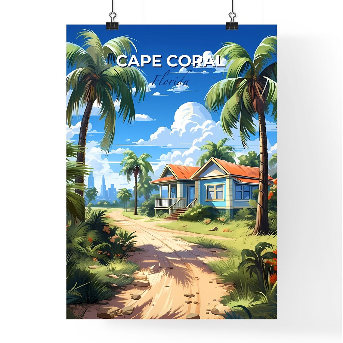 Cape Coral Florida A House In A Tropical Forest Travel Skylines Collection Customizable - Image 4