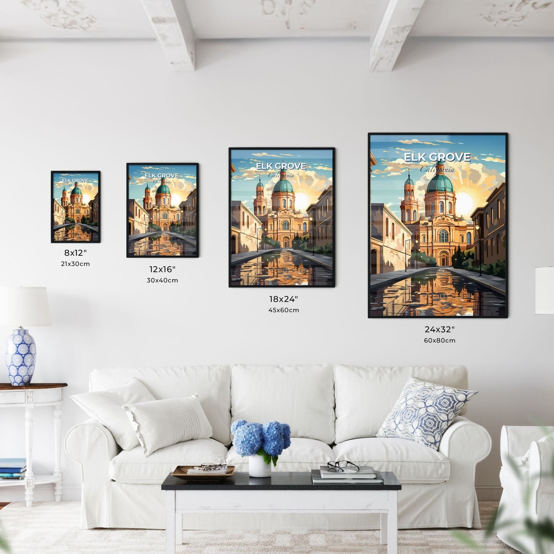 Elk Grove California A Building With A Blue Dome And Green Roof Travel Skylines Collection Customizable - Image 3