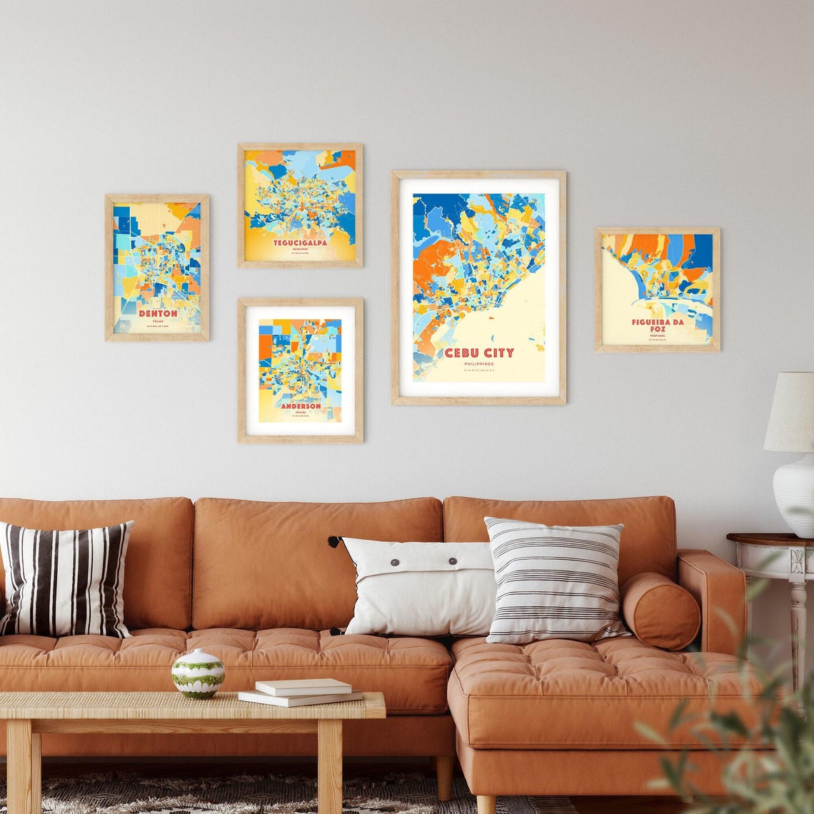 Cebu City Philippines Map Blue Orange Modern Cartography Poster - Image 2