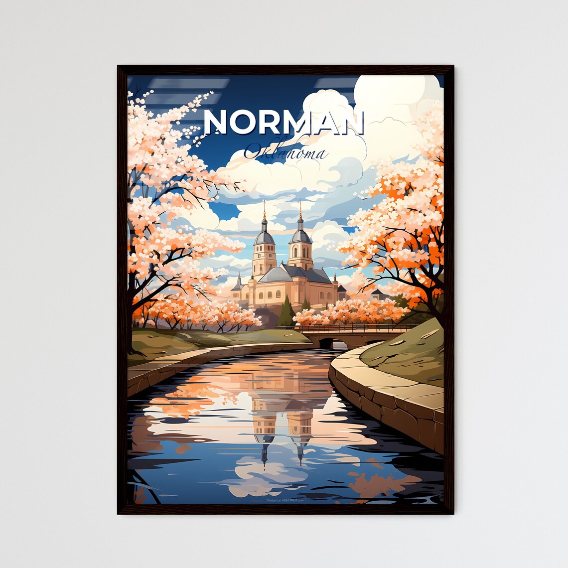 Norman Oklahoma Riverside Church Travel Poster Blossoms City Art
