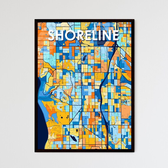 Shoreline Vibrant Geometric Mosaic City Street Map Art Poster