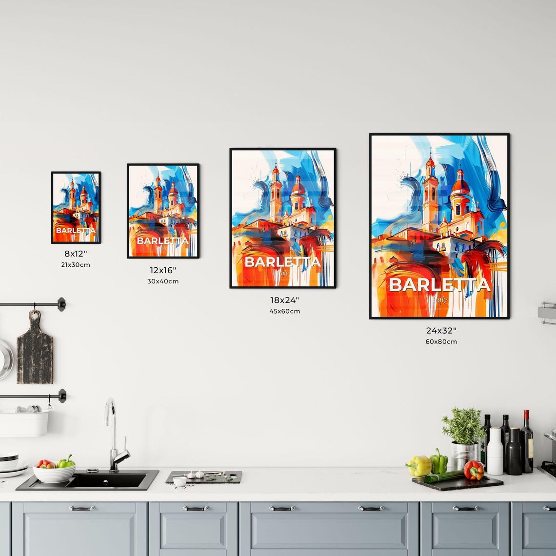 Barletta Italy Vibrant Watercolor Cathedral Town Decor Poster - Image 3