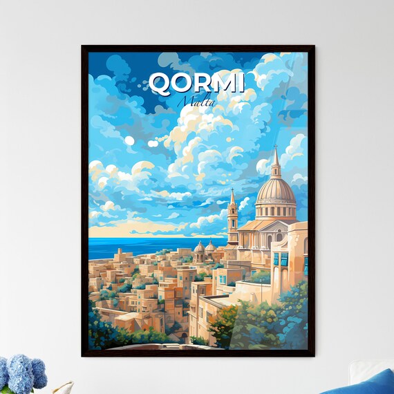 Qormi Malta Domed Churches Mediterranean Old Town Sea View Poster