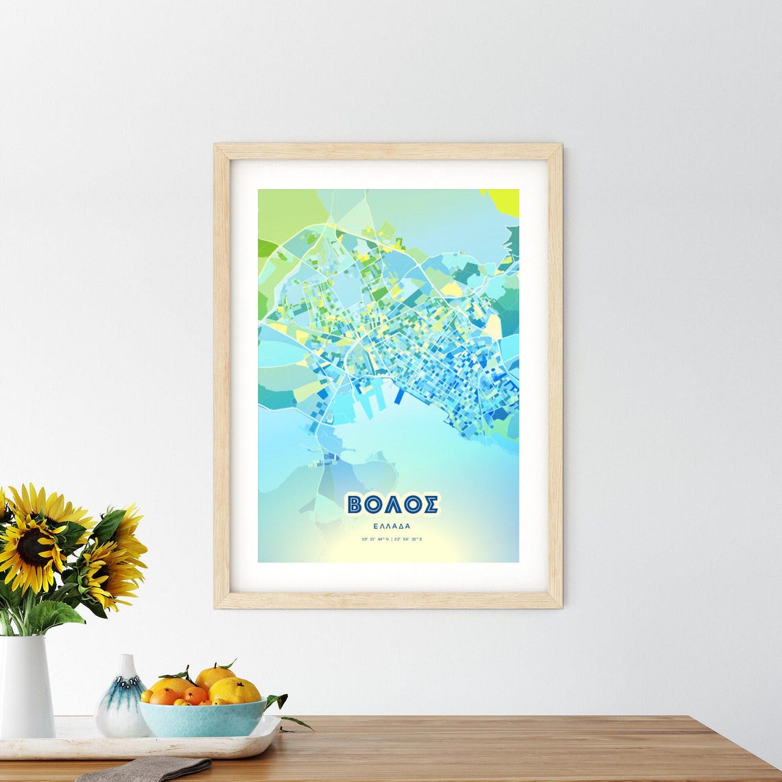 Volos Greece Customizable Coastal City Map Poster For Home Wall Decor - Image 3