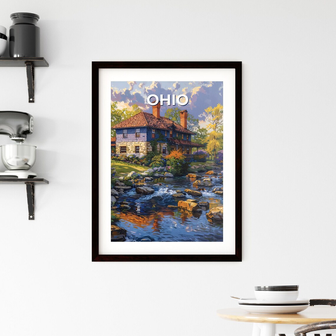 Ohio Stone House Babbling Stream Rock Garden Vintage Travel Poster Art - Image 2