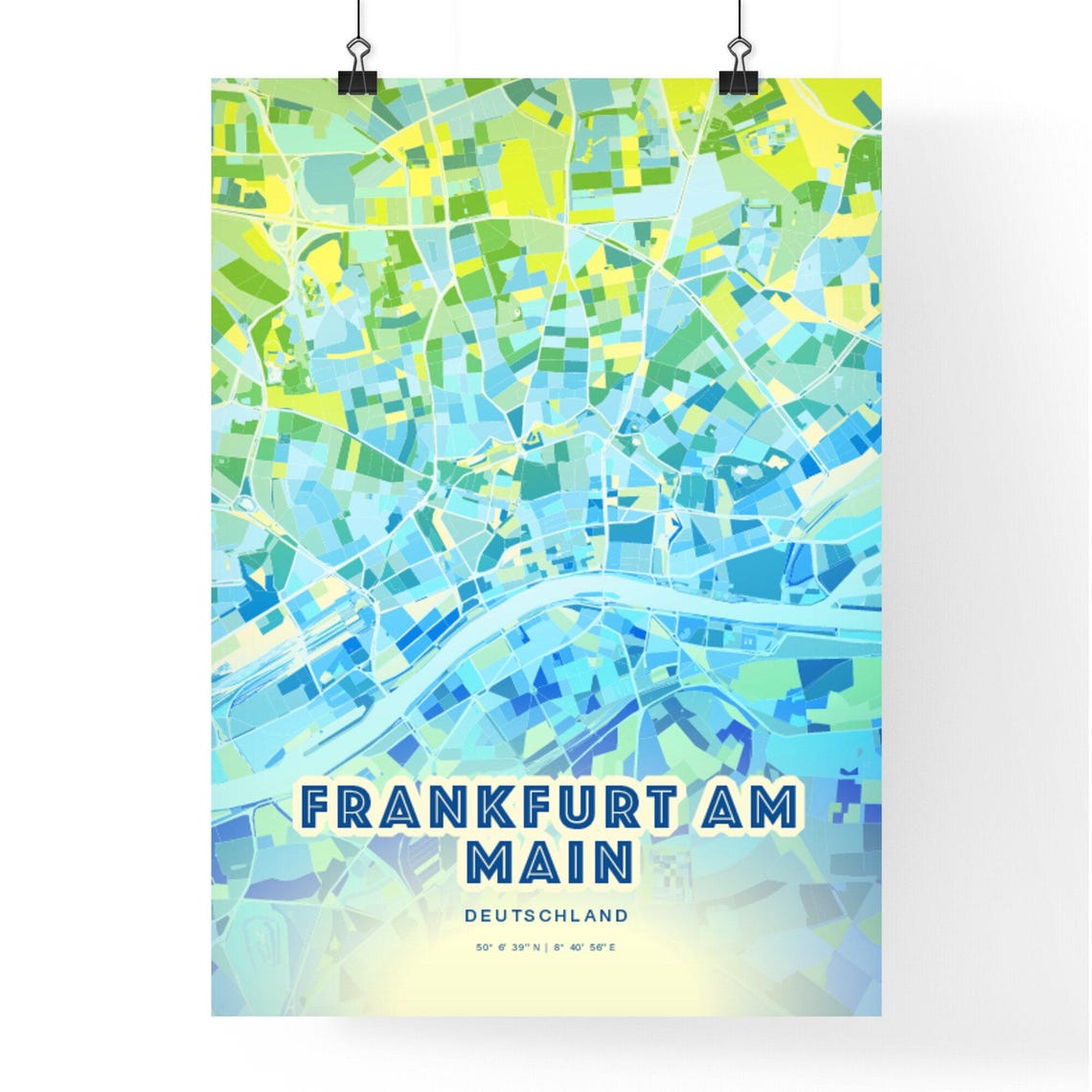 Frankfurt am Main Germany Blue City Map Art Coordinates Print - Image 2