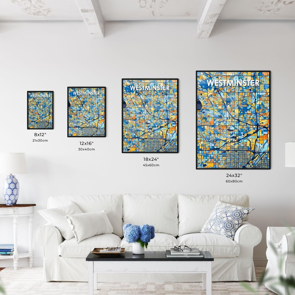 Westminster Colorado Blue Orange City Map Poster Bold Modern Street Grid Art - Image 3