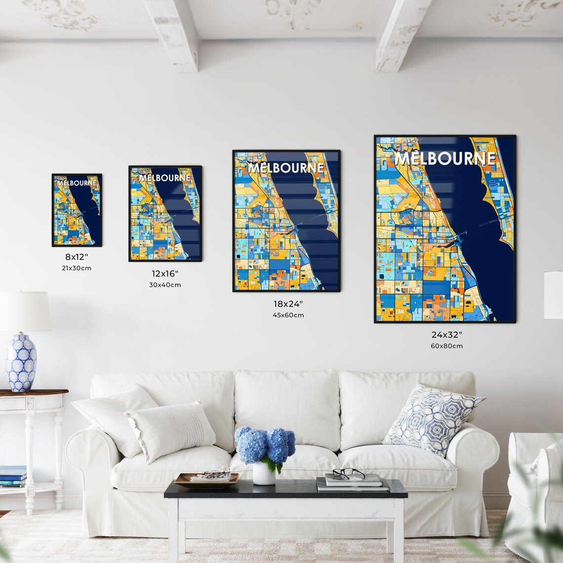 Colorful City Map Art Poster of Melbourne Florida for Home Decor - Image 3