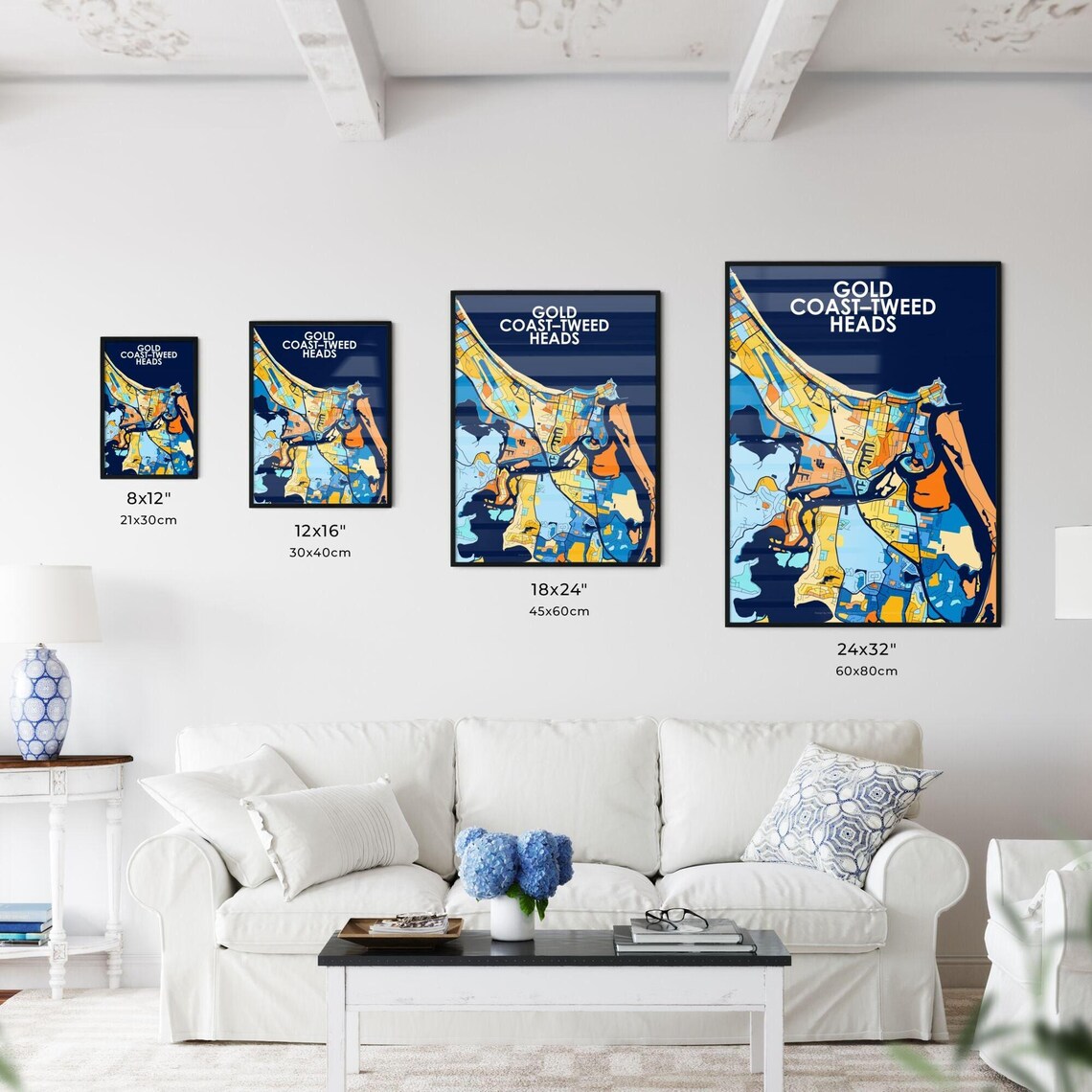 Gold Coast-Tweed Heads Australia Colorful Modern City Street Map Travel Decor Poster - Image 3