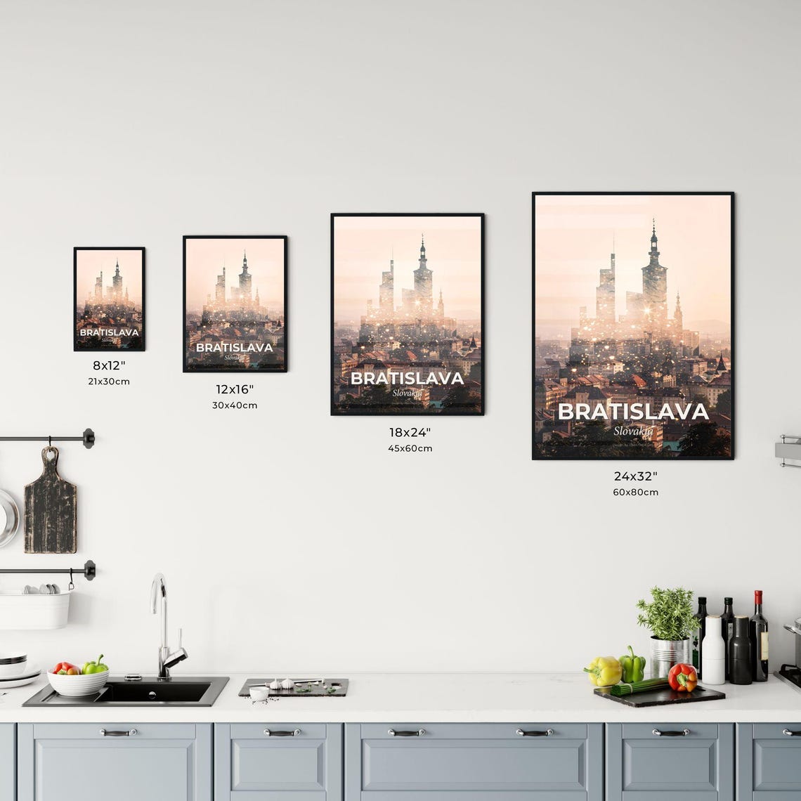 Bratislava Slovakia Sparkling Skyline Castle Tower Art Poster - Image 3