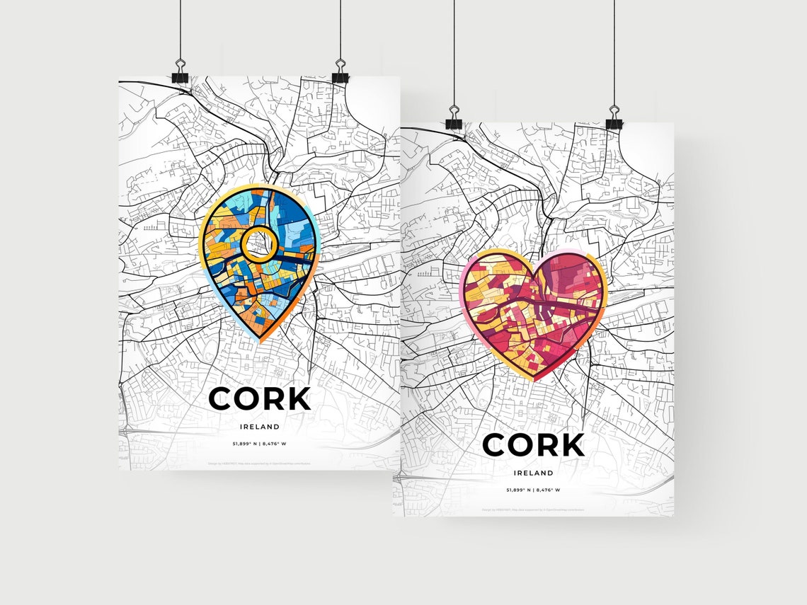 Cork Ireland Where It All Began Heart Map Coordinates Poster - Image 2