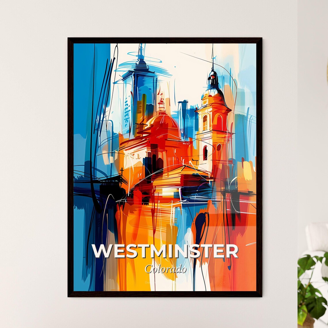 Westminster Colorado Colorful Abstract Domed Church Skyline Poster
