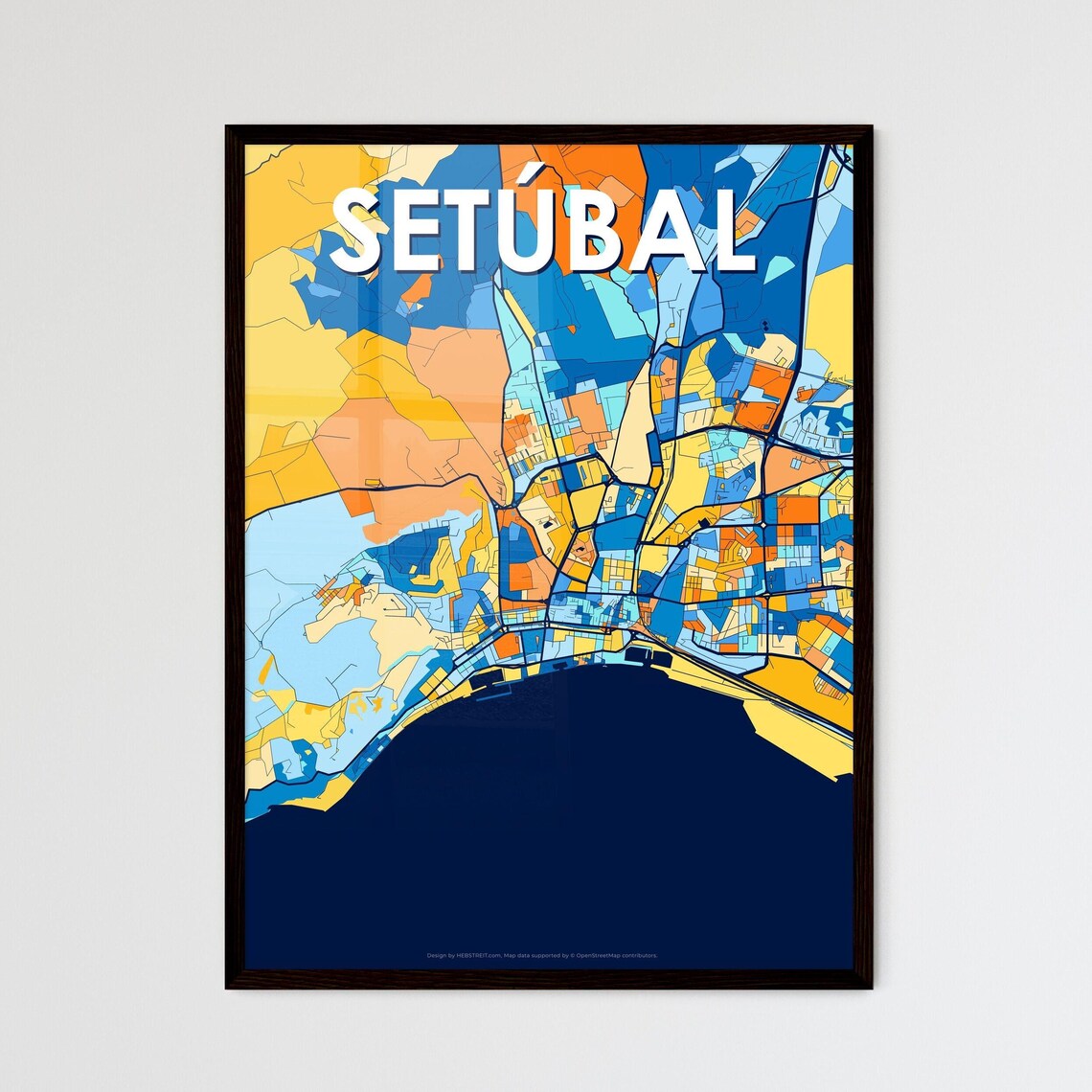 Setubal Portugal Vibrant City Map Artwork Colorful Travel Decor Poster