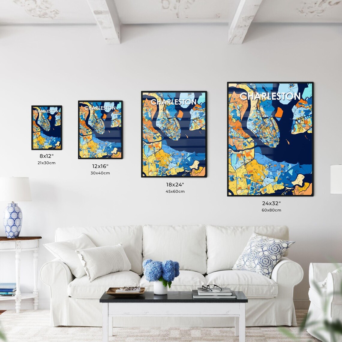 Charleston South Carolina Vibrant Colorful Illustrated Street Map Art Poster - Image 3
