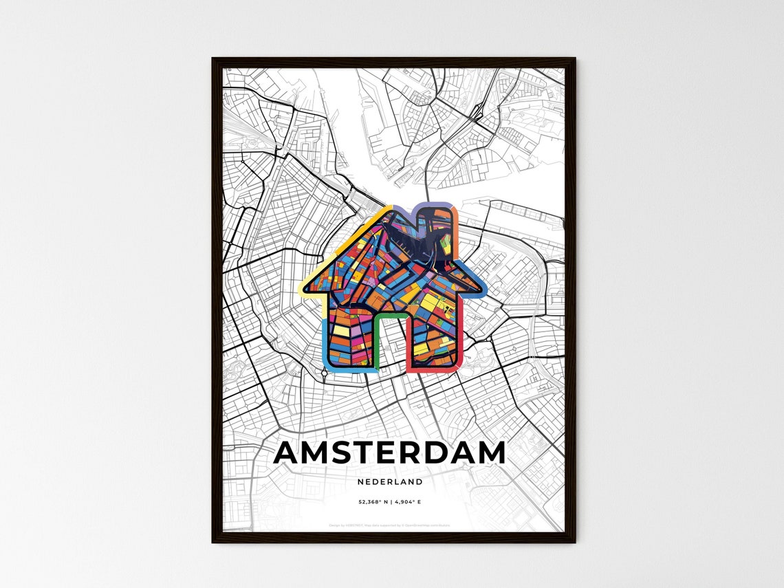 Amsterdam Netherlands Where It All Began Heart Map Coordinates Poster - Image 3