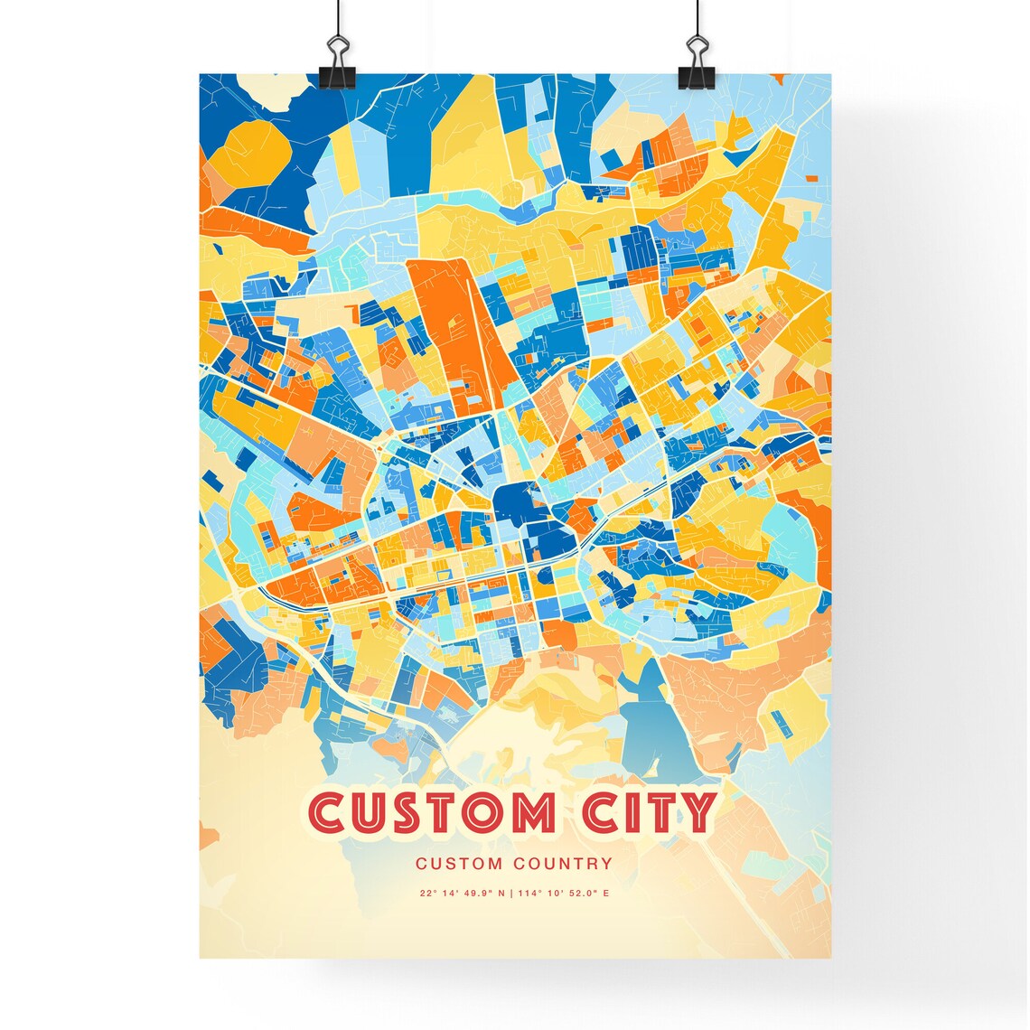 Custom City Map Two-Toned Art Print - Image 3