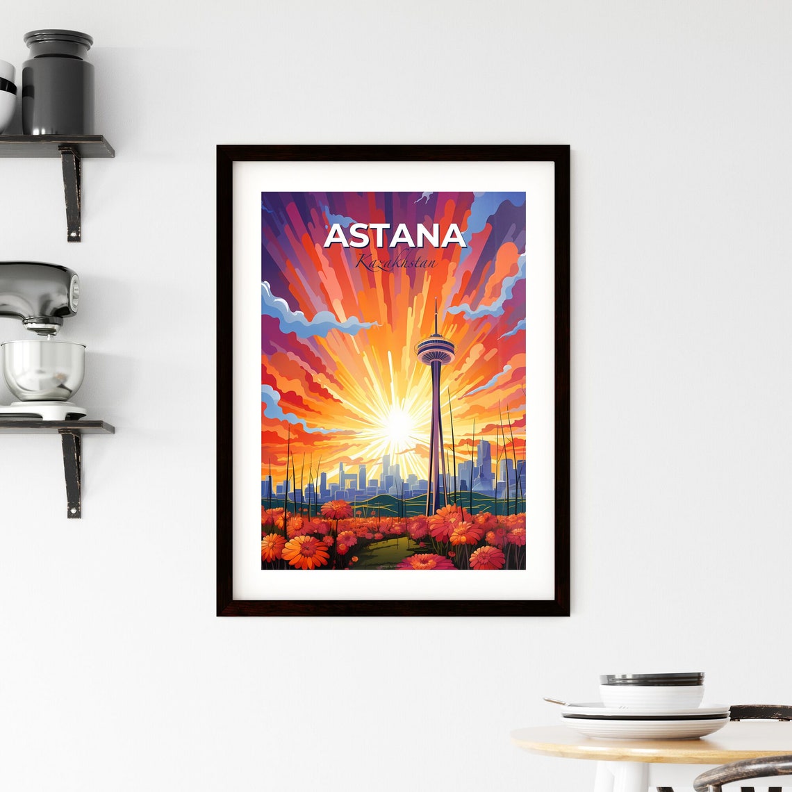 Astana Kazakhstan Observation Tower Sunset Vintage Travel Poster - Image 2