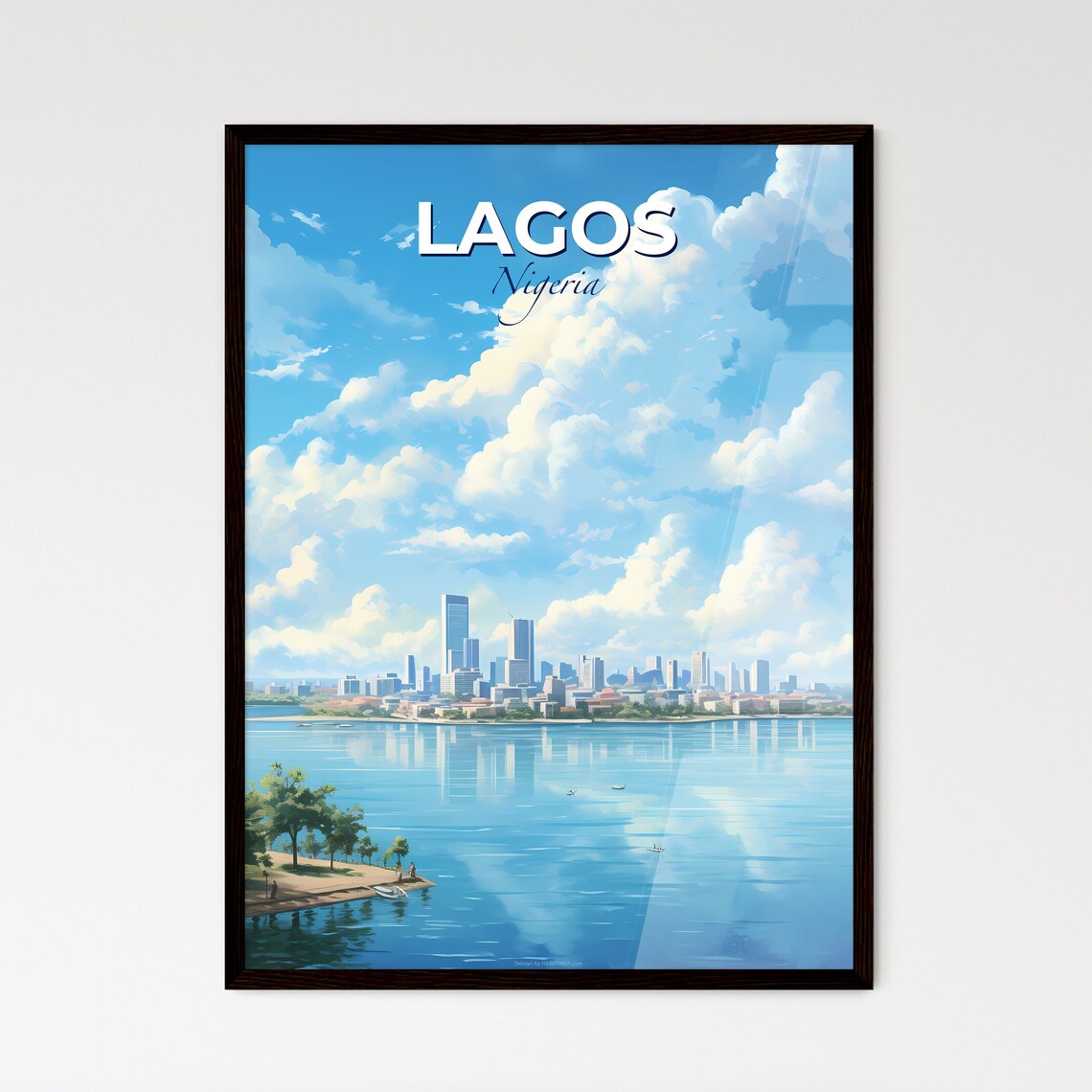 Lagos Nigeria Waterfront Skyline Beach Sunset Scene Travel Poster