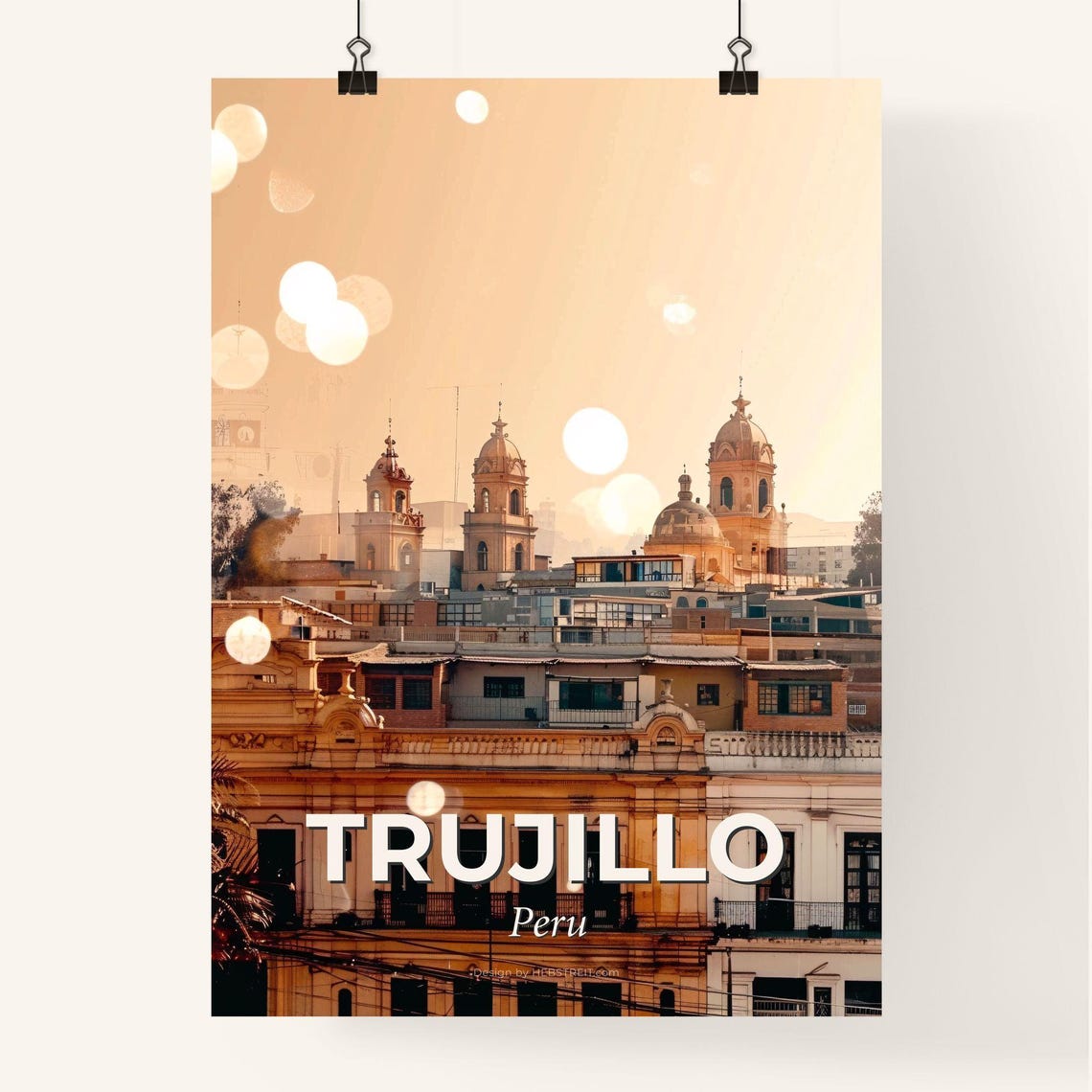 Trujillo Peru Golden Colonial Rooftops Cathedral Towers Art Poster - Image 4