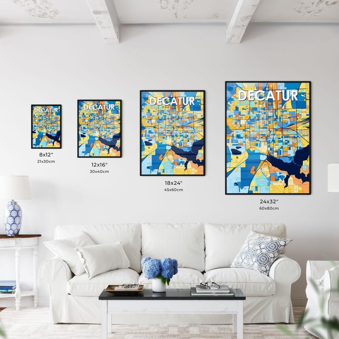 Decatur Illinois Colorful Street Map Art Home Decor Gift Poster - Image 3