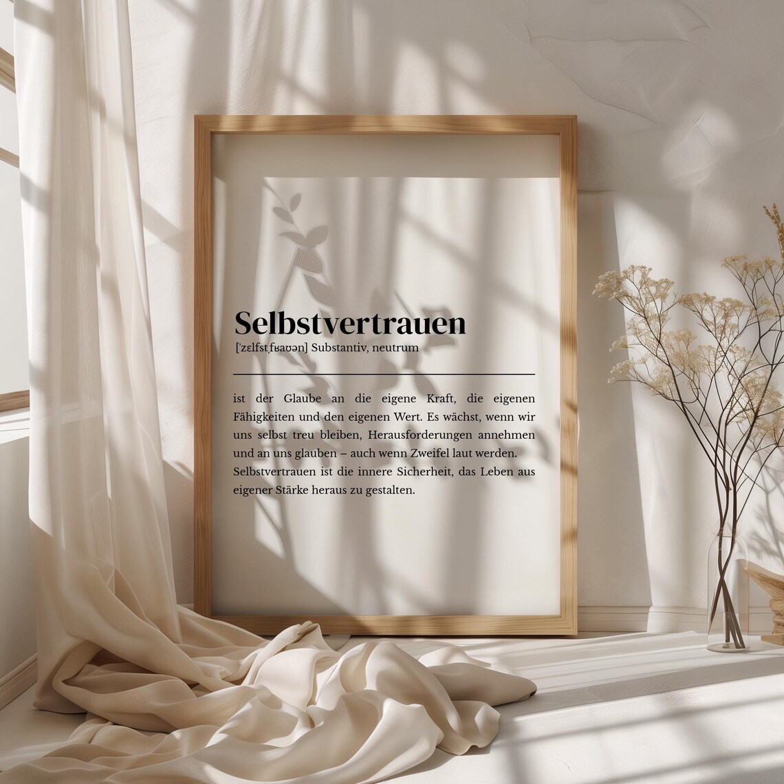 Selfconfidence Definition Poster, Minimalist Art Print