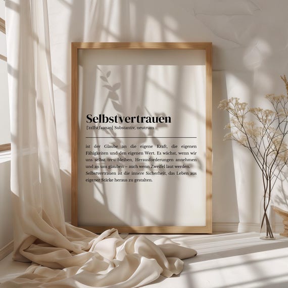 Selfconfidence Definition Poster, Minimalist Art Print