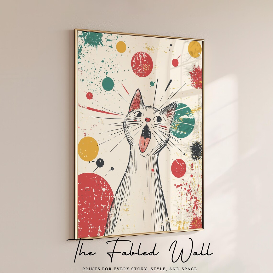Retro Cat Art - Whimsical Mid-Century Modern Decor - Image 4