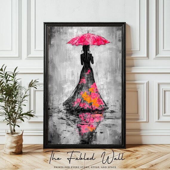 Melancholy Elegance Moody Abstract Woman With Umbrella