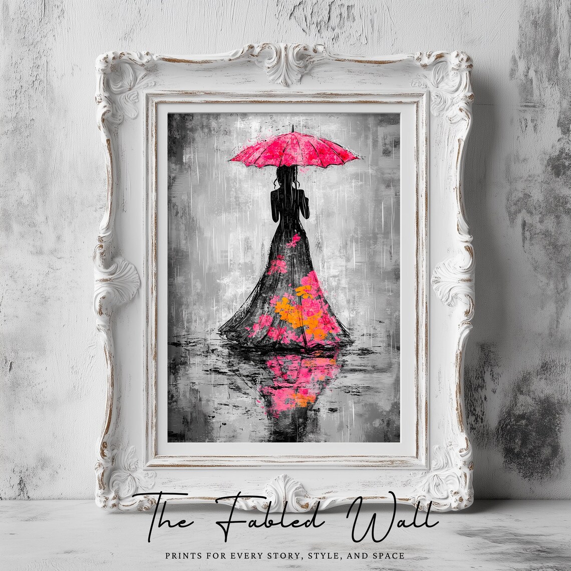 Melancholy Elegance Moody Abstract Woman With Umbrella - Image 3