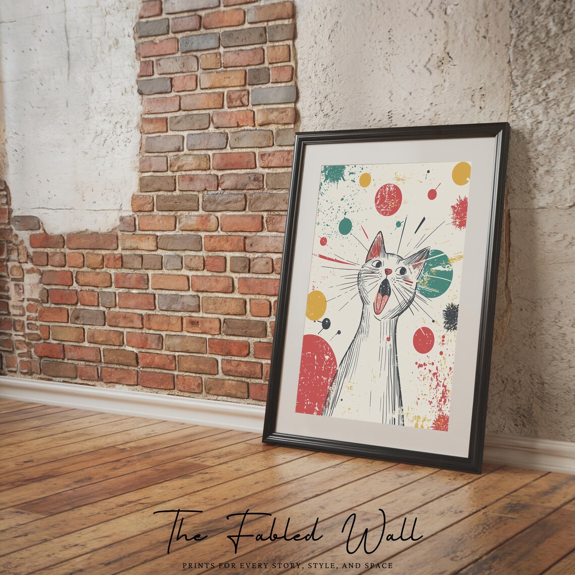 Retro Cat Art - Whimsical Mid-Century Modern Decor - Image 3