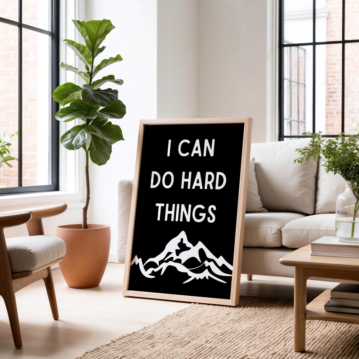 I Can Do Hard Things Mountain Black Background Affirmation Poster - Image 3