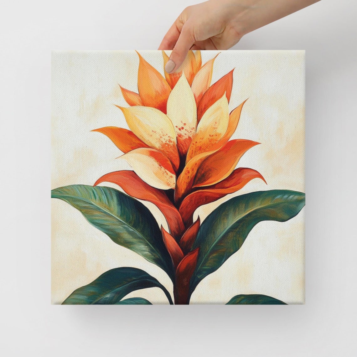 Orange Guzmania Bromeliad Bloom Tropical Flower Botanical Art Poster