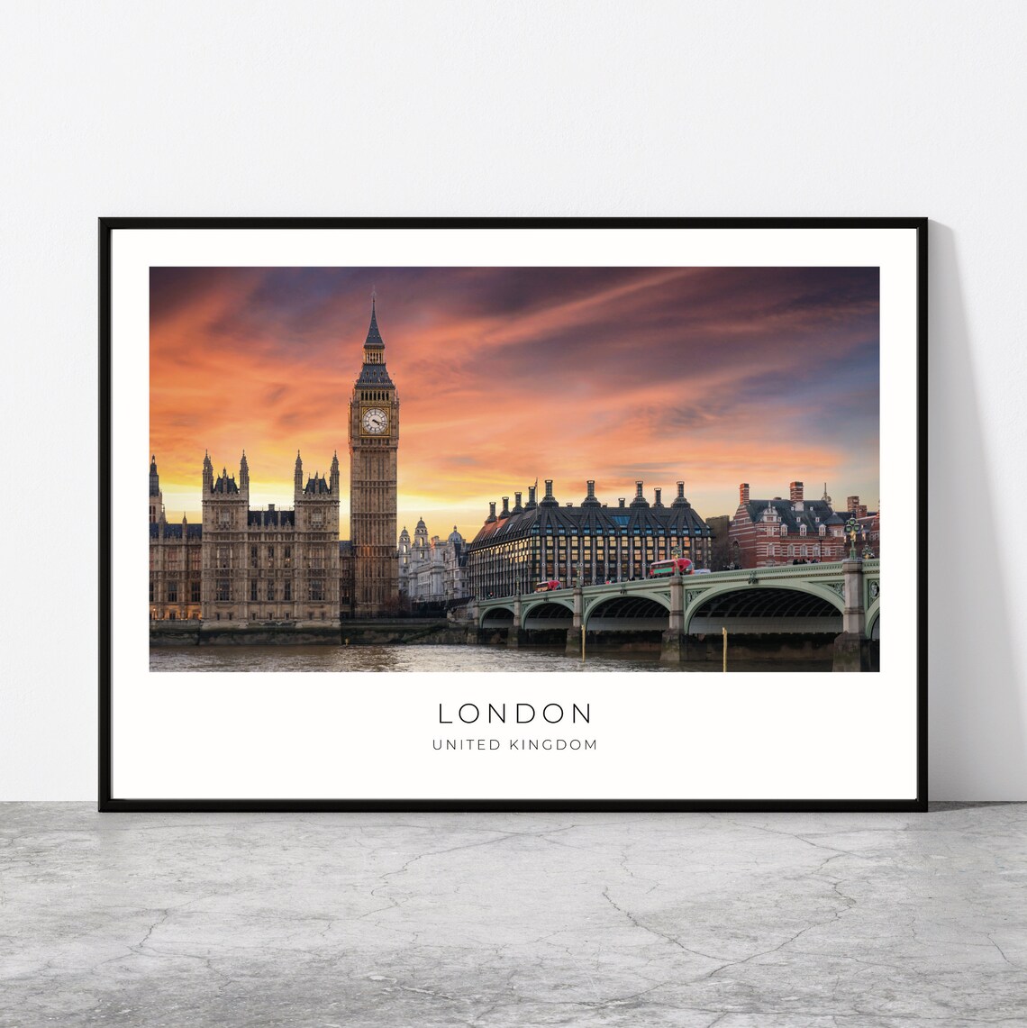 Westminster London Travel Poster, Big Ben Landmarks