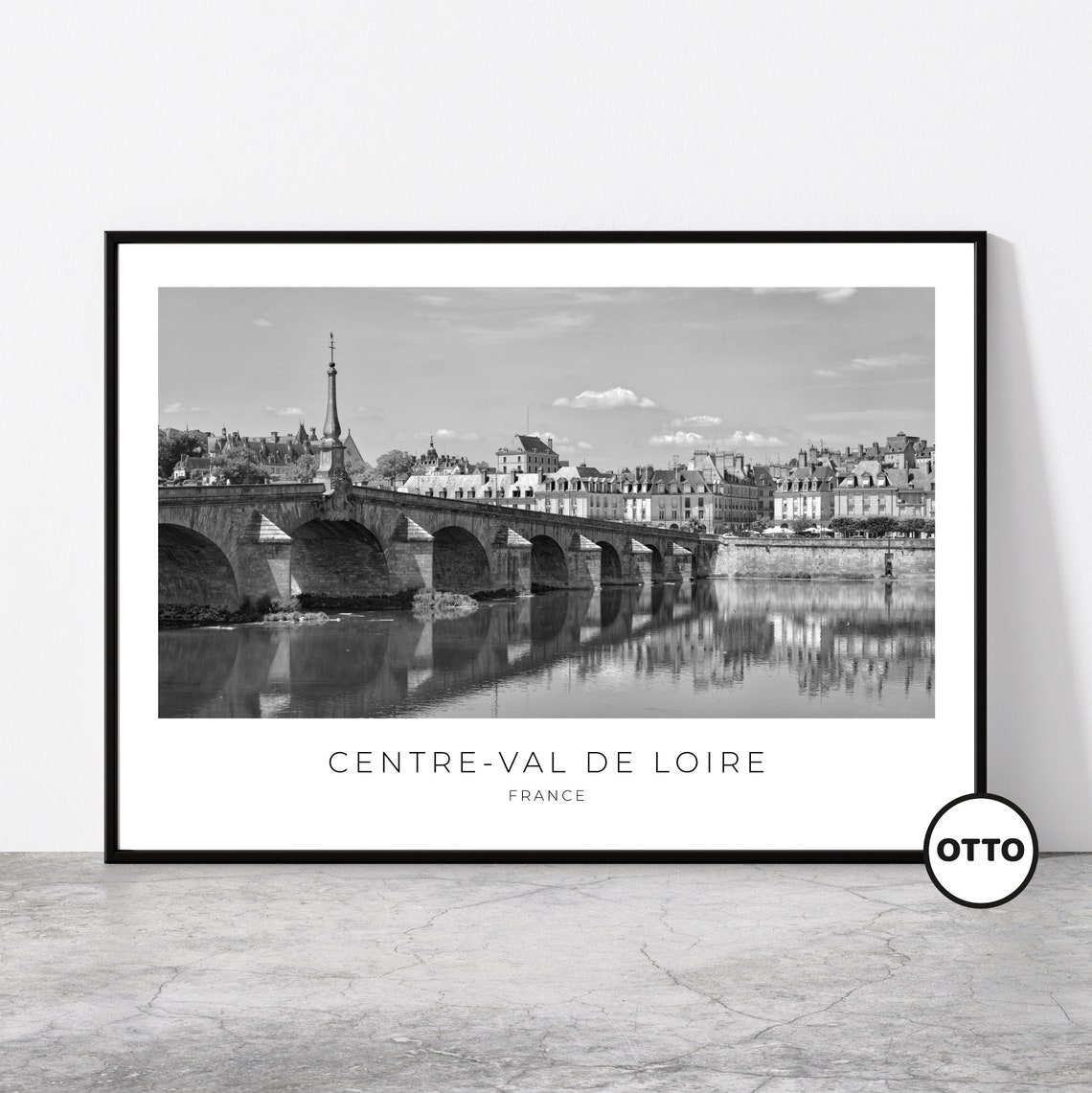 Centre-Val de Loire France Historic Stone Bridge River Photo Poster