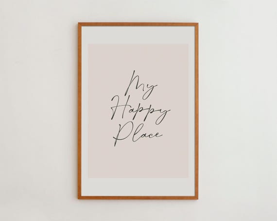 My Happy Place Minimalist Typography Art Print