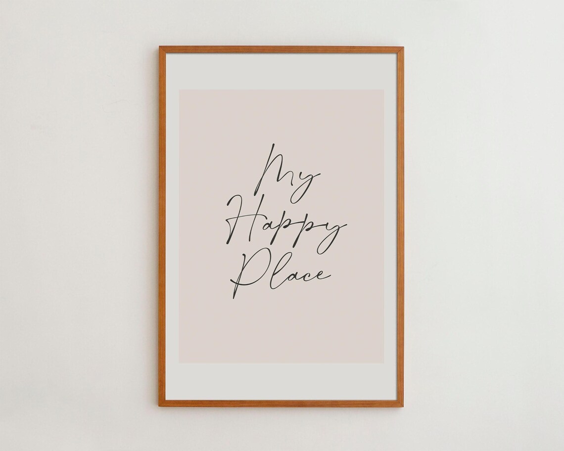 My Happy Place Minimalist Typography Art Print
